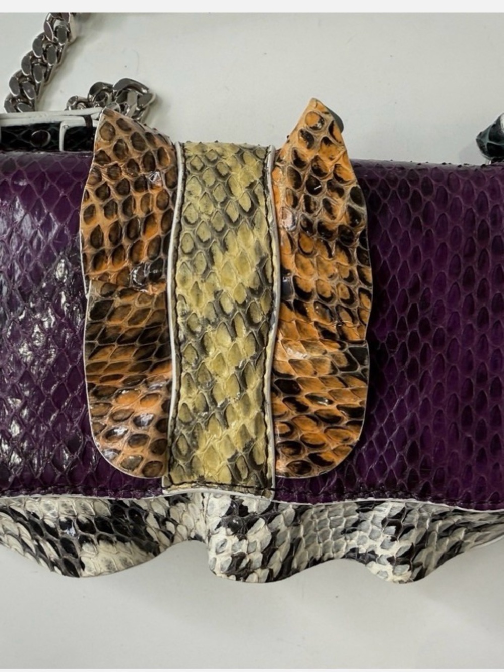 Fendi Microwave Baguette Multicolor Python Crossbody Bag only listing worldwide - Picture 5 of 15